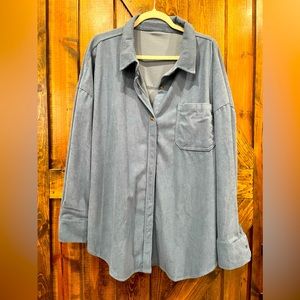 NWT - Dusty Blue Corduroy Button Up (Shacket)